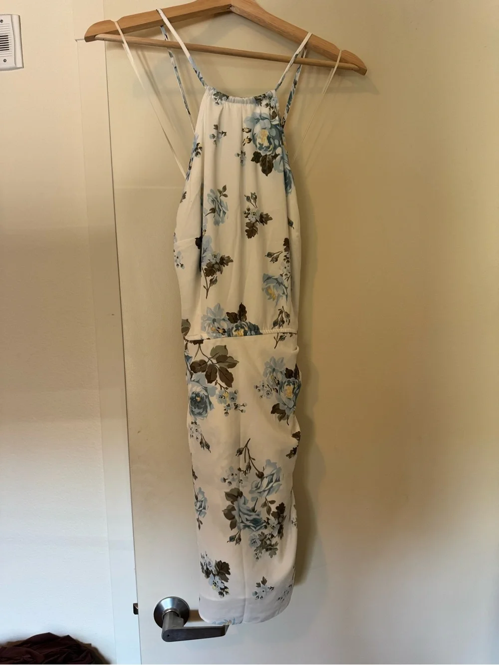 Abercrombie & Fitch White Maxi Dress with Blue and Brown Floral Print